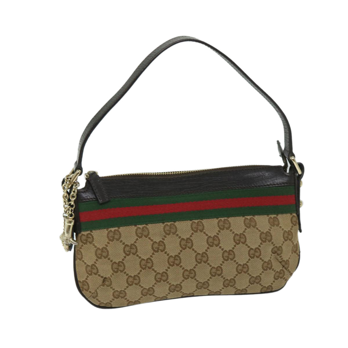 GUCCI GG Canvas WebSherry Line Shoulder Pouch Beige Red Green 145970 Auth 69258
