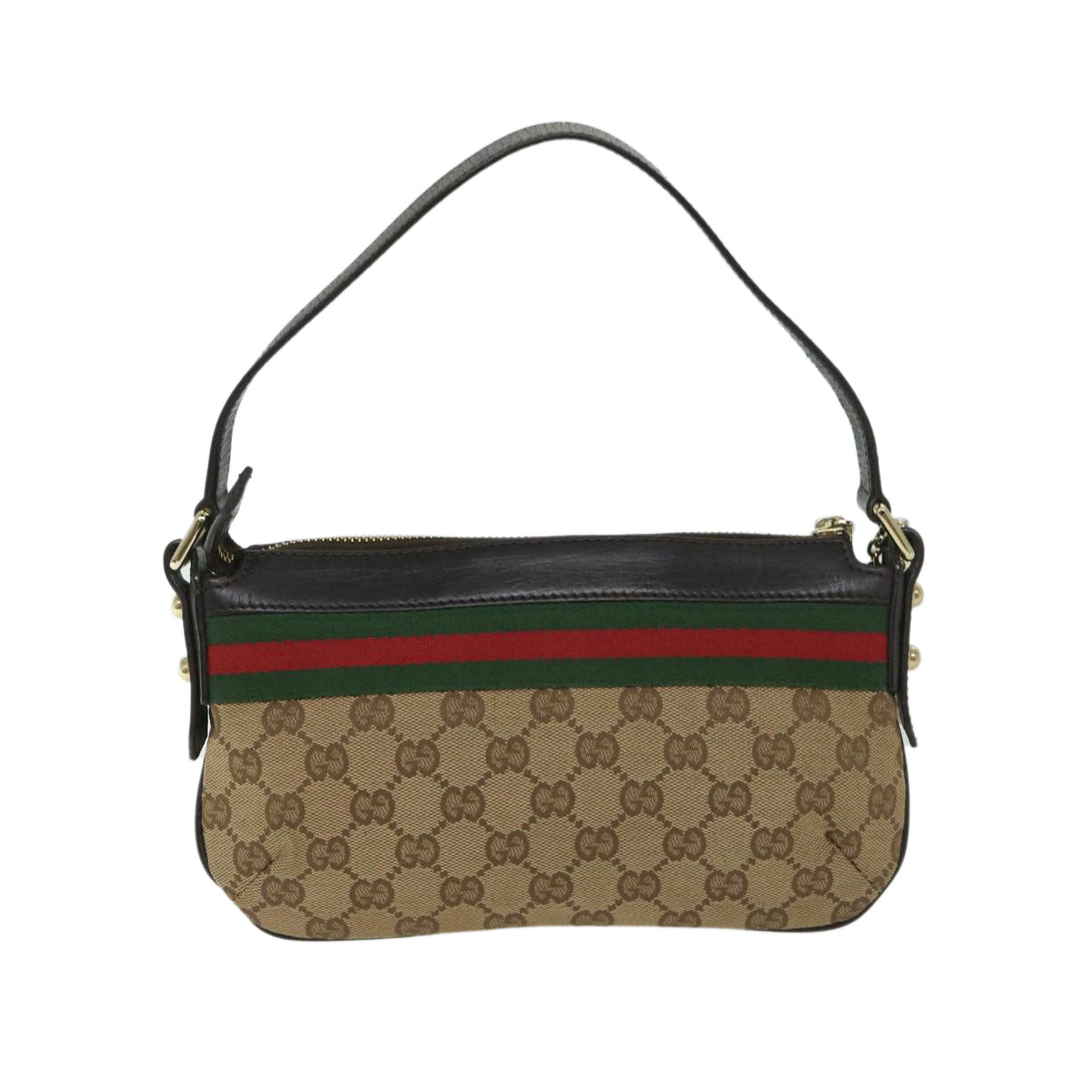 GUCCI GG Canvas WebSherry Line Shoulder Pouch Beige Red Green 145970 Auth 69258 - 0
