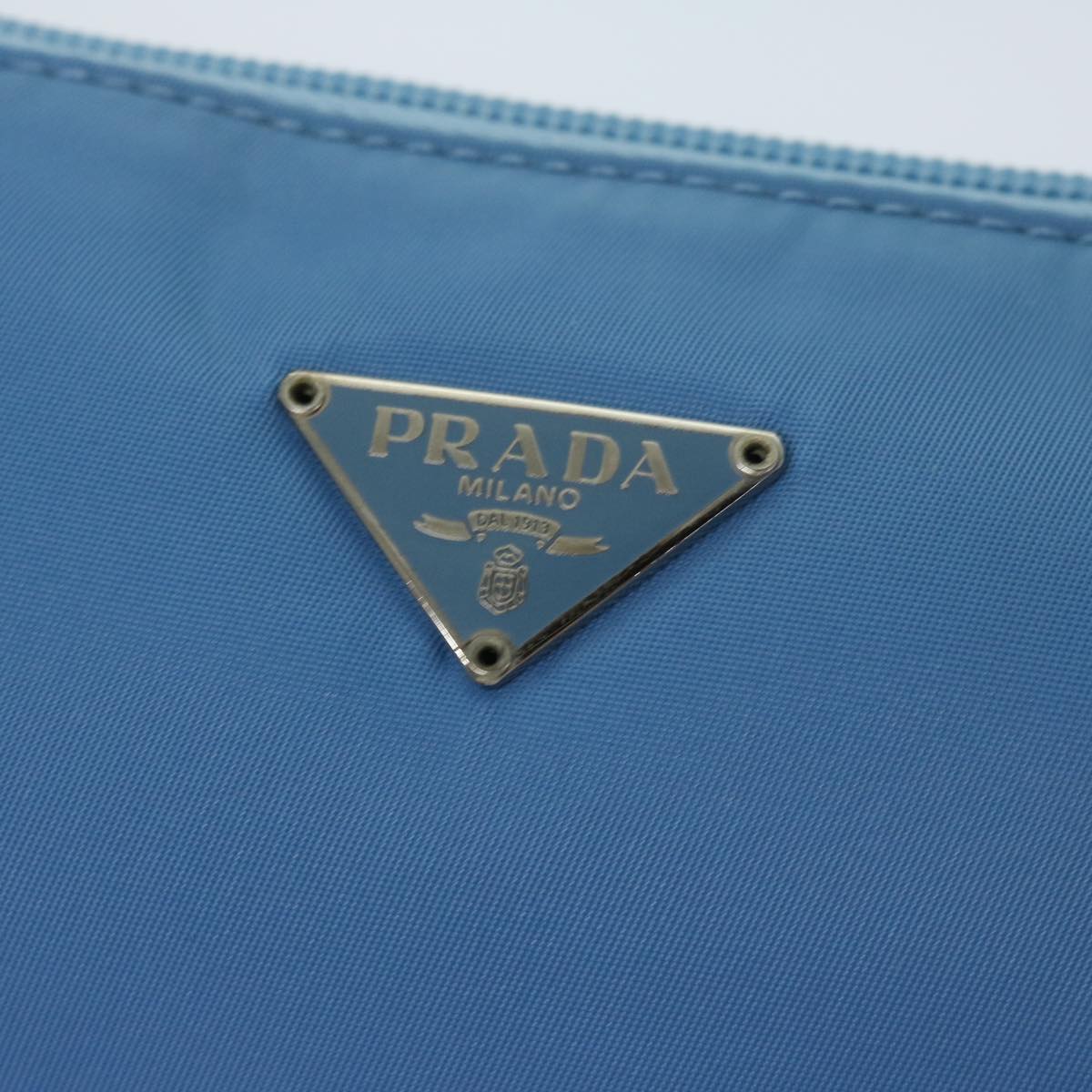 PRADA Accessory Pouch Nylon Light Blue Auth 69259