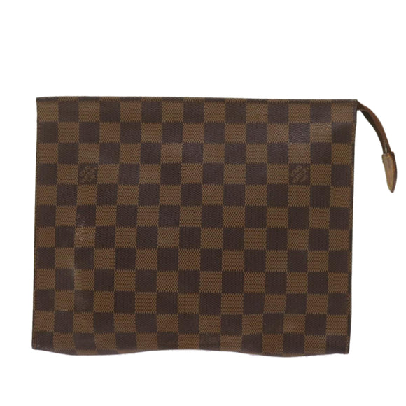 LOUIS VUITTON Damier Ebene Poche Toilette 26 Pouch N47543 LV Auth 69267