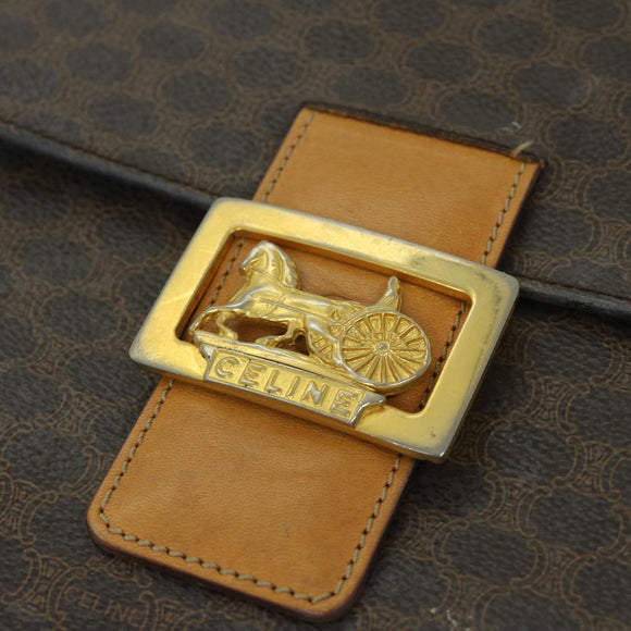 CELINE Macadam Canvas Hand Bag PVC Brown Auth 69272