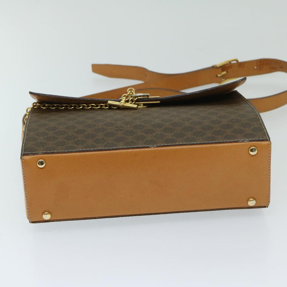 CELINE Macadam Canvas Shoulder Bag PVC Brown Auth 69278