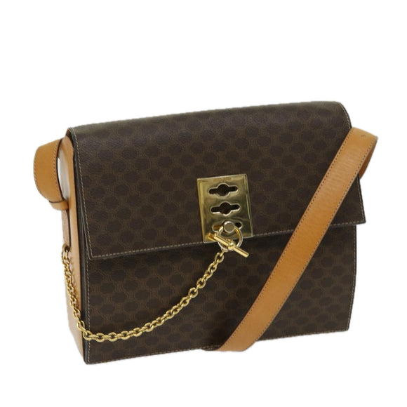 CELINE Macadam Canvas Shoulder Bag PVC Brown Auth 69278