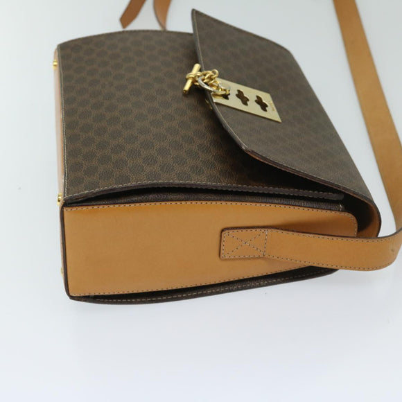 CELINE Macadam Canvas Umhängetasche PVC Braun Auth 69278
