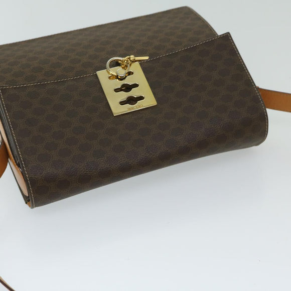 CELINE Macadam Canvas Umhängetasche PVC Braun Auth 69278