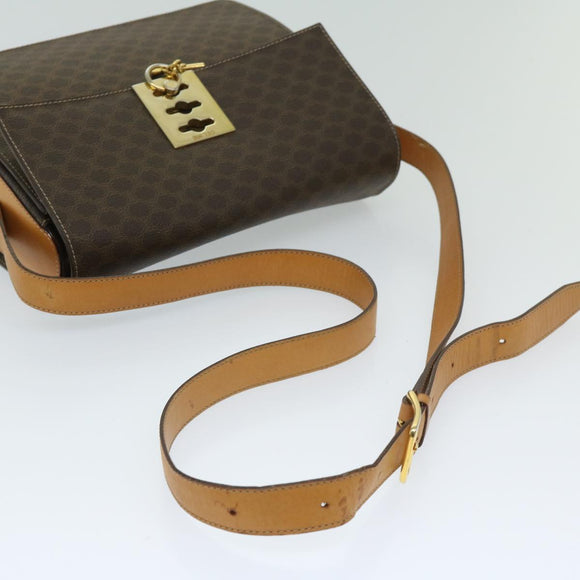 CELINE Macadam Canvas Umhängetasche PVC Braun Auth 69278