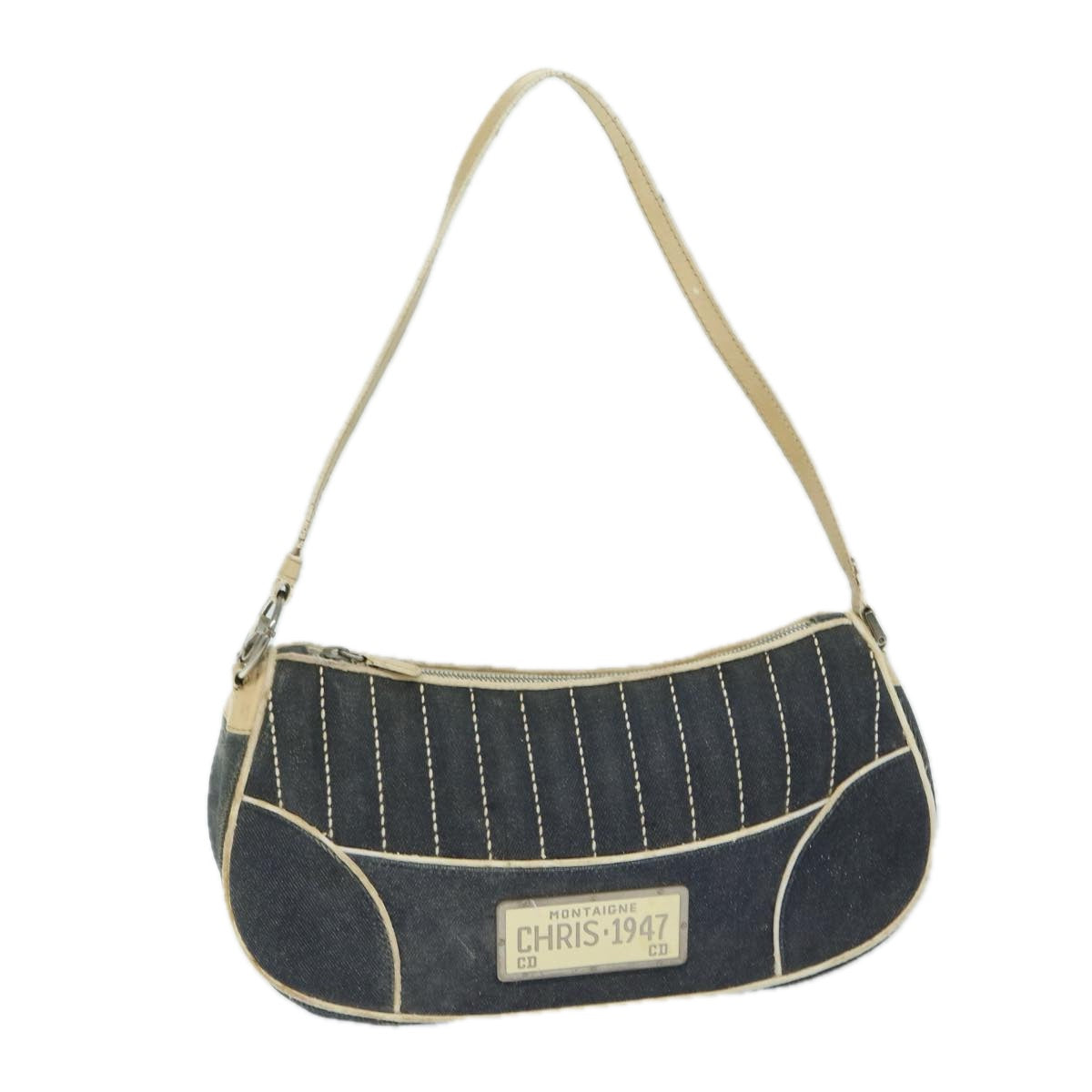 Christian Dior Montaigne Shoulder Bag Denim Navy Auth 69287