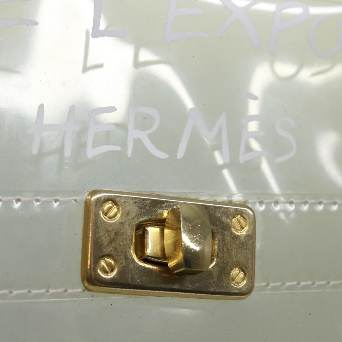 HERMES Vinyl Kelly Hand Bag Vinyl Clear Auth 69325