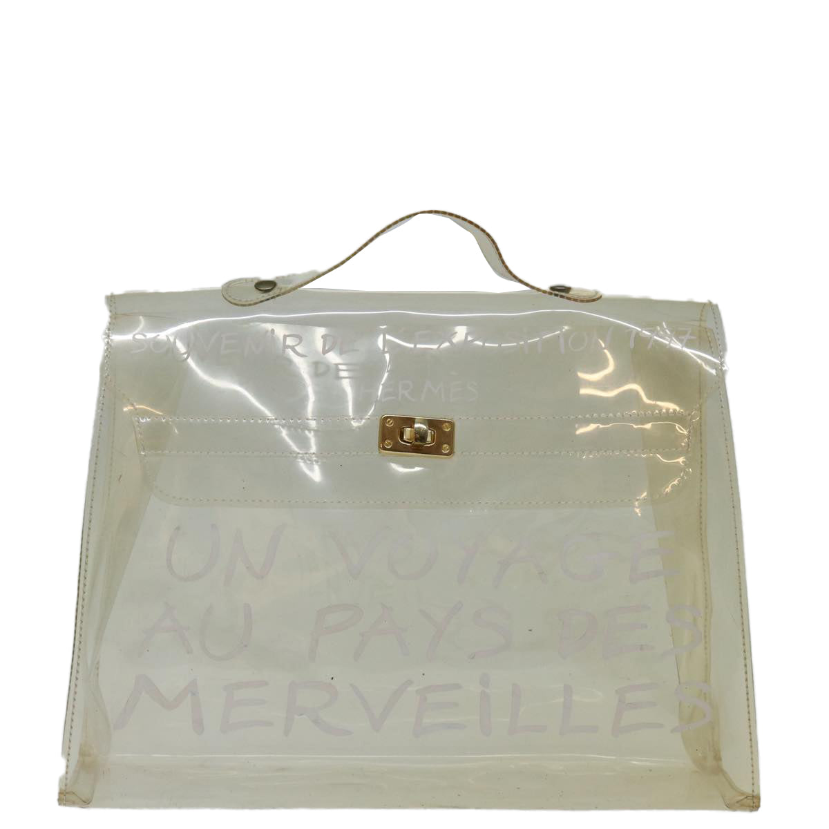 HERMES Vinyl Kelly Hand Bag Vinyl Clear Auth 69325