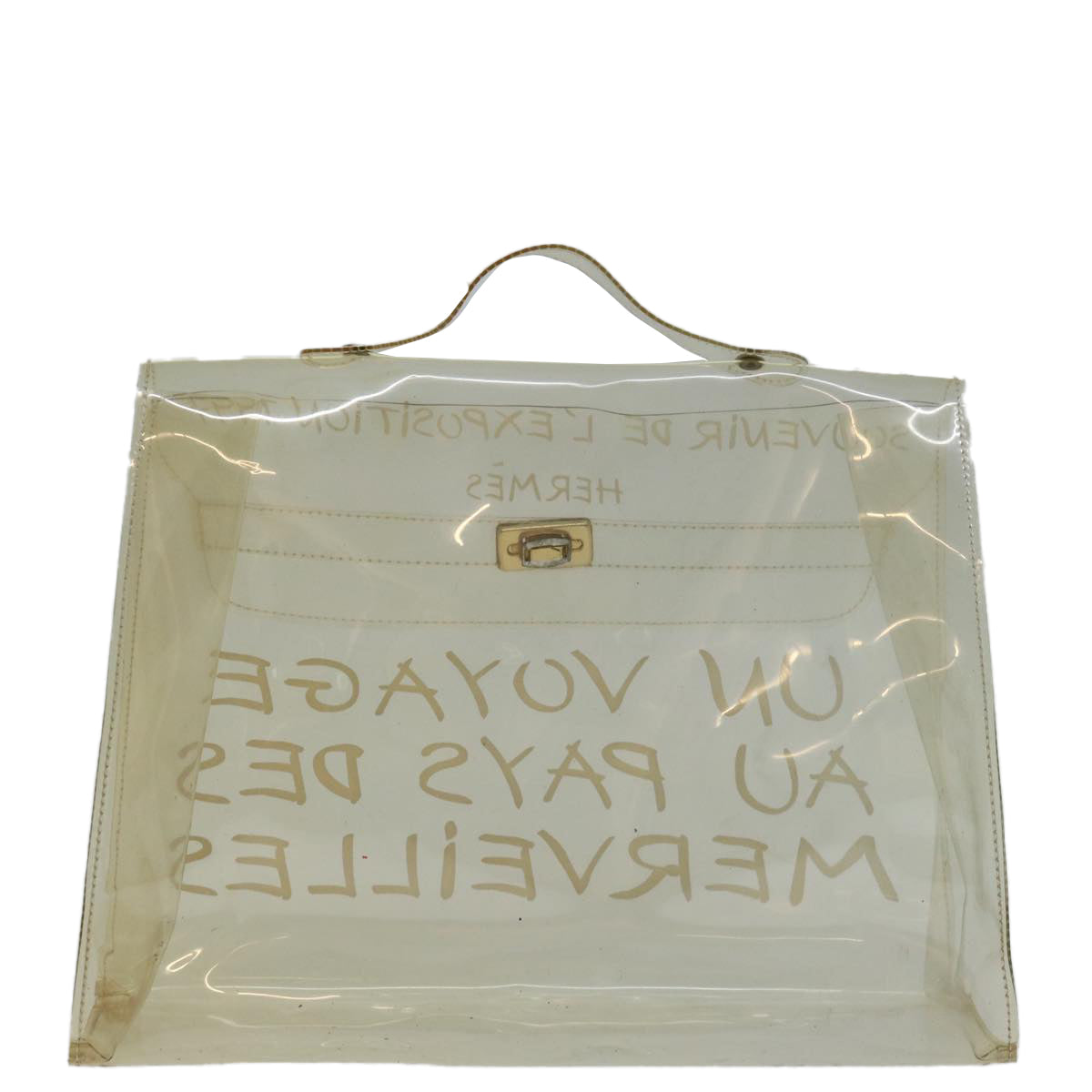 HERMES Vinyl Kelly Hand Bag Vinyl Clear Auth 69325 - 0