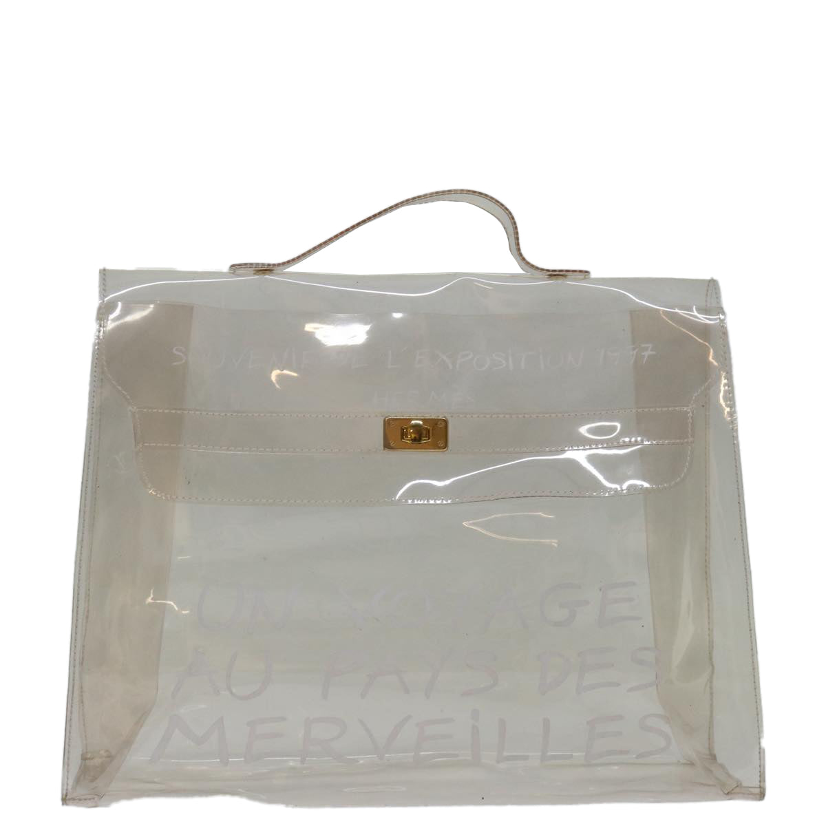 HERMES Vinyl Kelly Hand Bag Vinyl Clear Auth 69326 - 0