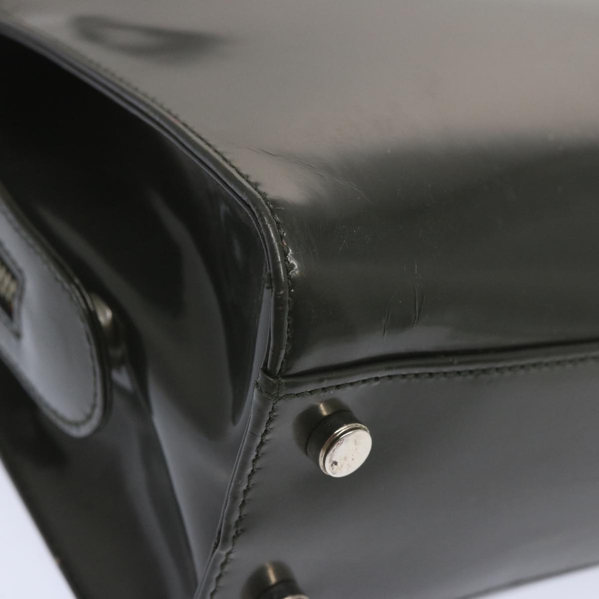 Salvatore Ferragamo Hand Bag Patent leather 2way Gray Auth 69340