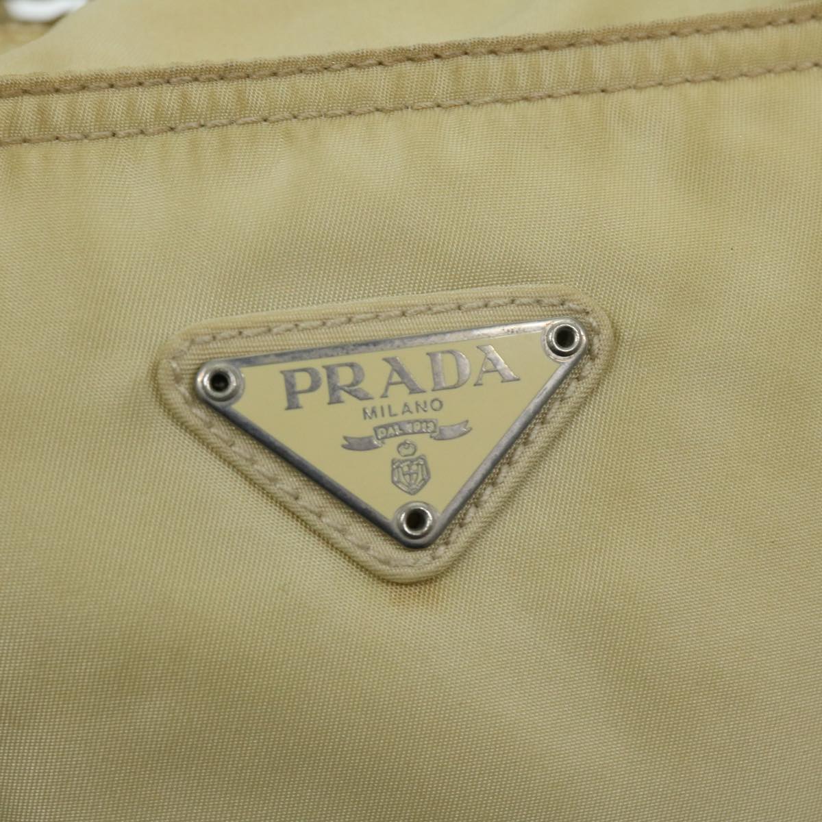 PRADA Shoulder Bag Nylon Cream Auth 69347