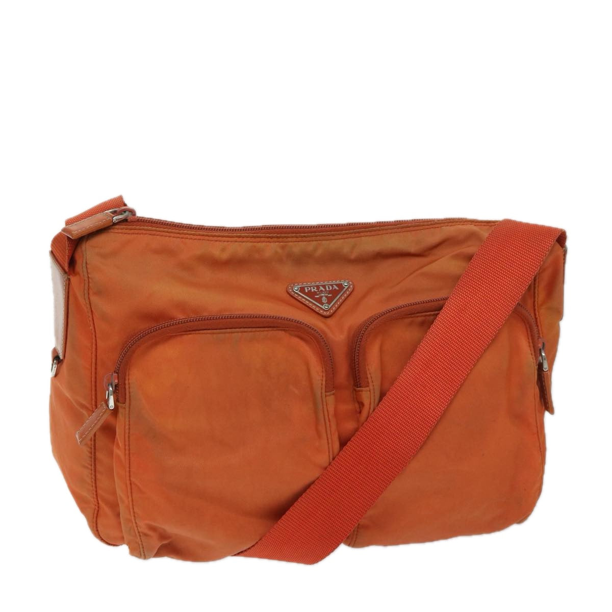 PRADA Shoulder Bag Nylon Orange Auth 69348