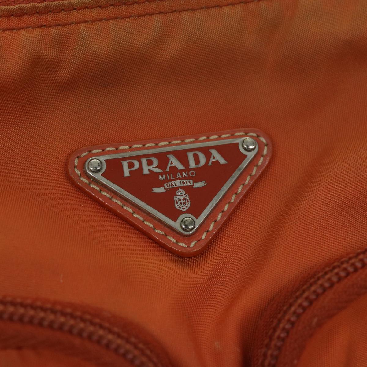 PRADA Shoulder Bag Nylon Orange Auth 69348