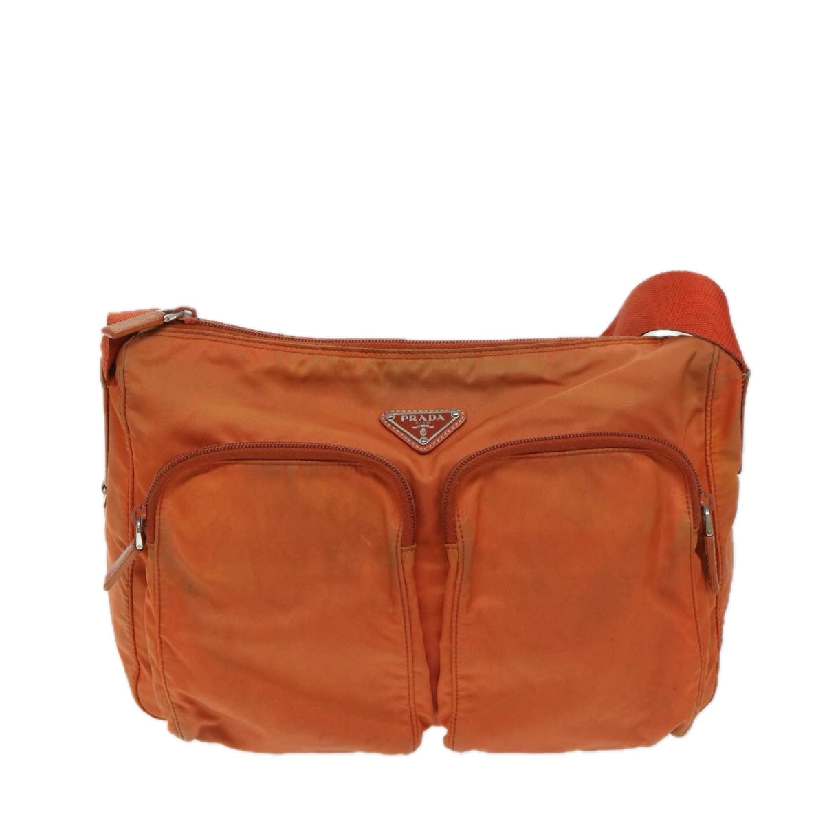 PRADA Shoulder Bag Nylon Orange Auth 69348