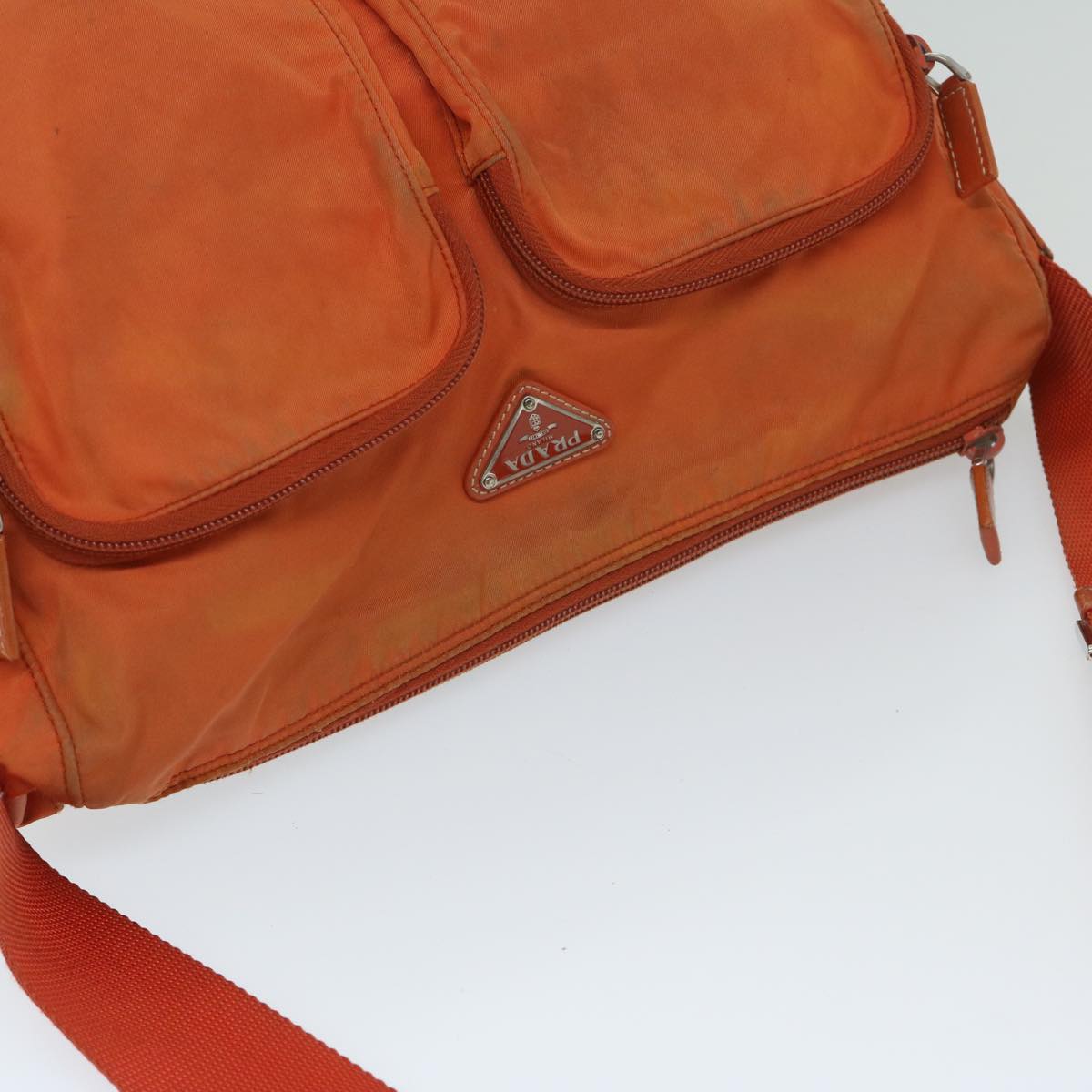 PRADA Shoulder Bag Nylon Orange Auth 69348