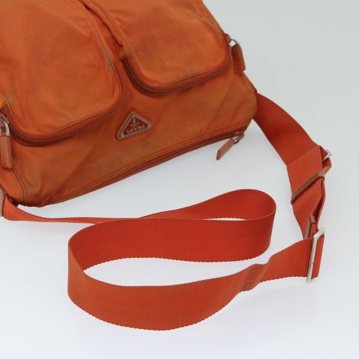 PRADA Shoulder Bag Nylon Orange Auth 69348