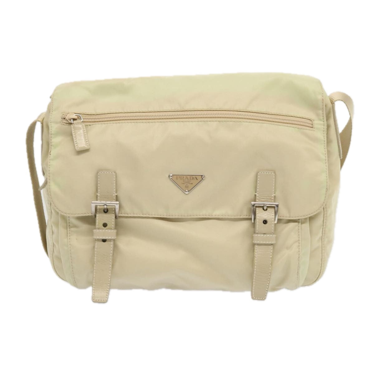 PRADA Shoulder Bag Nylon Cream Auth 69349