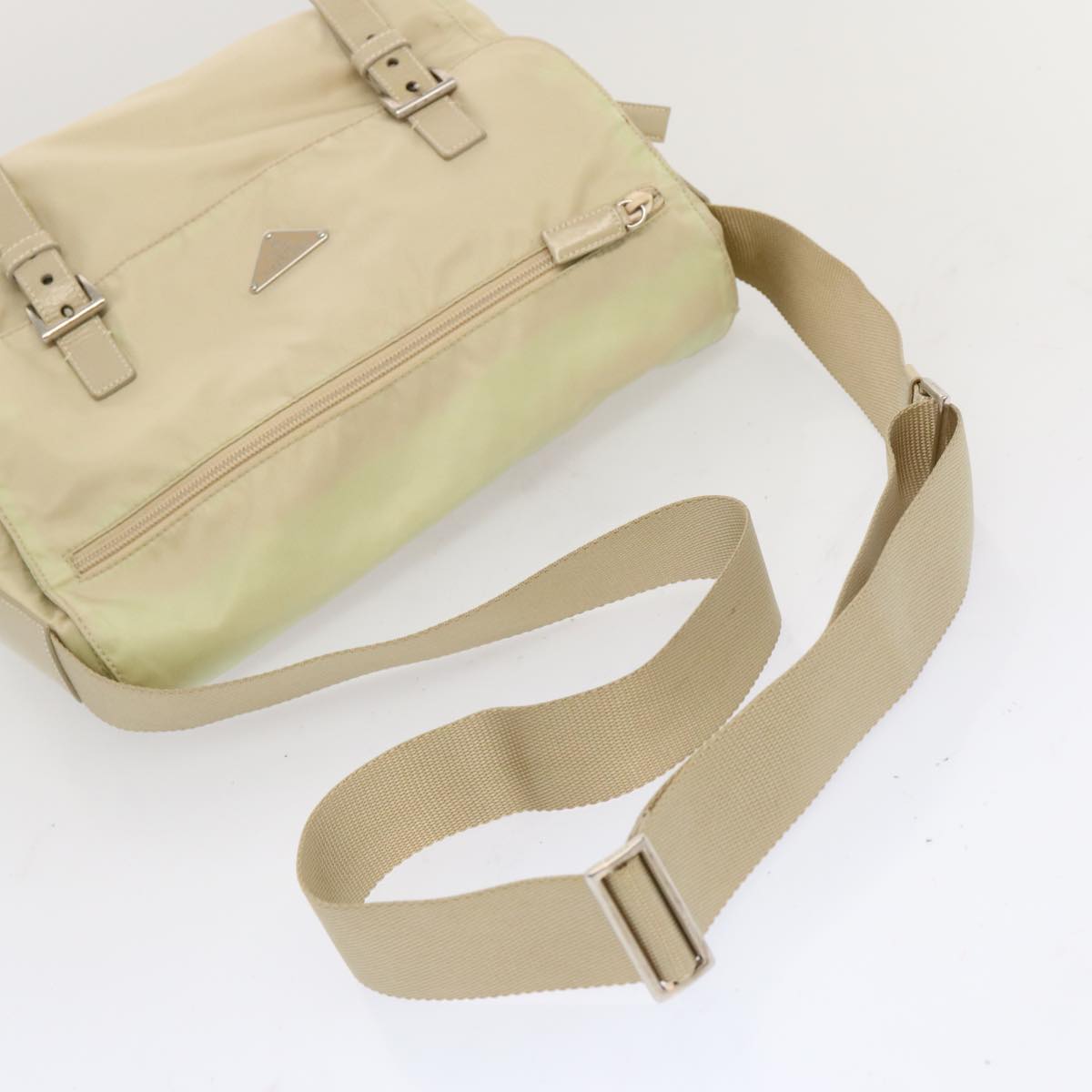 PRADA Shoulder Bag Nylon Cream Auth 69349