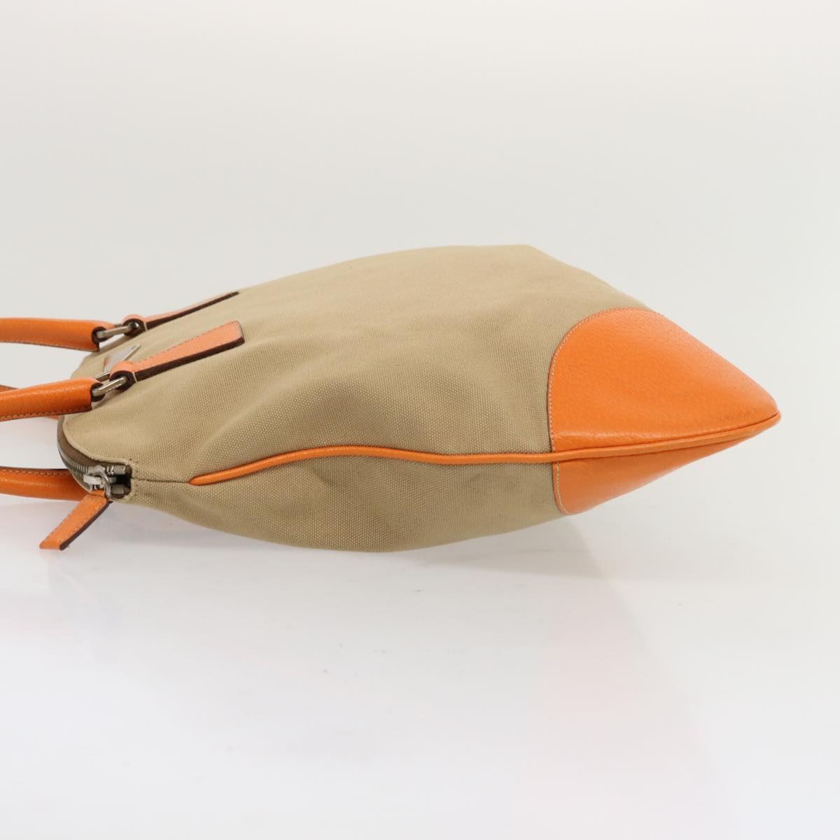 PRADA Tote Bag Canvas Beige Orange Auth 69350