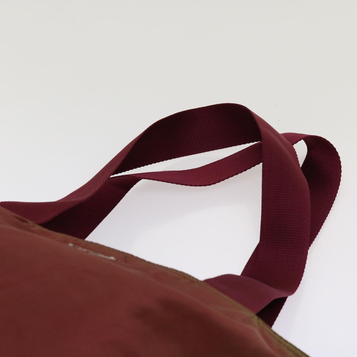 PRADA Tote Bag Nylon Bordeaux Auth 69351