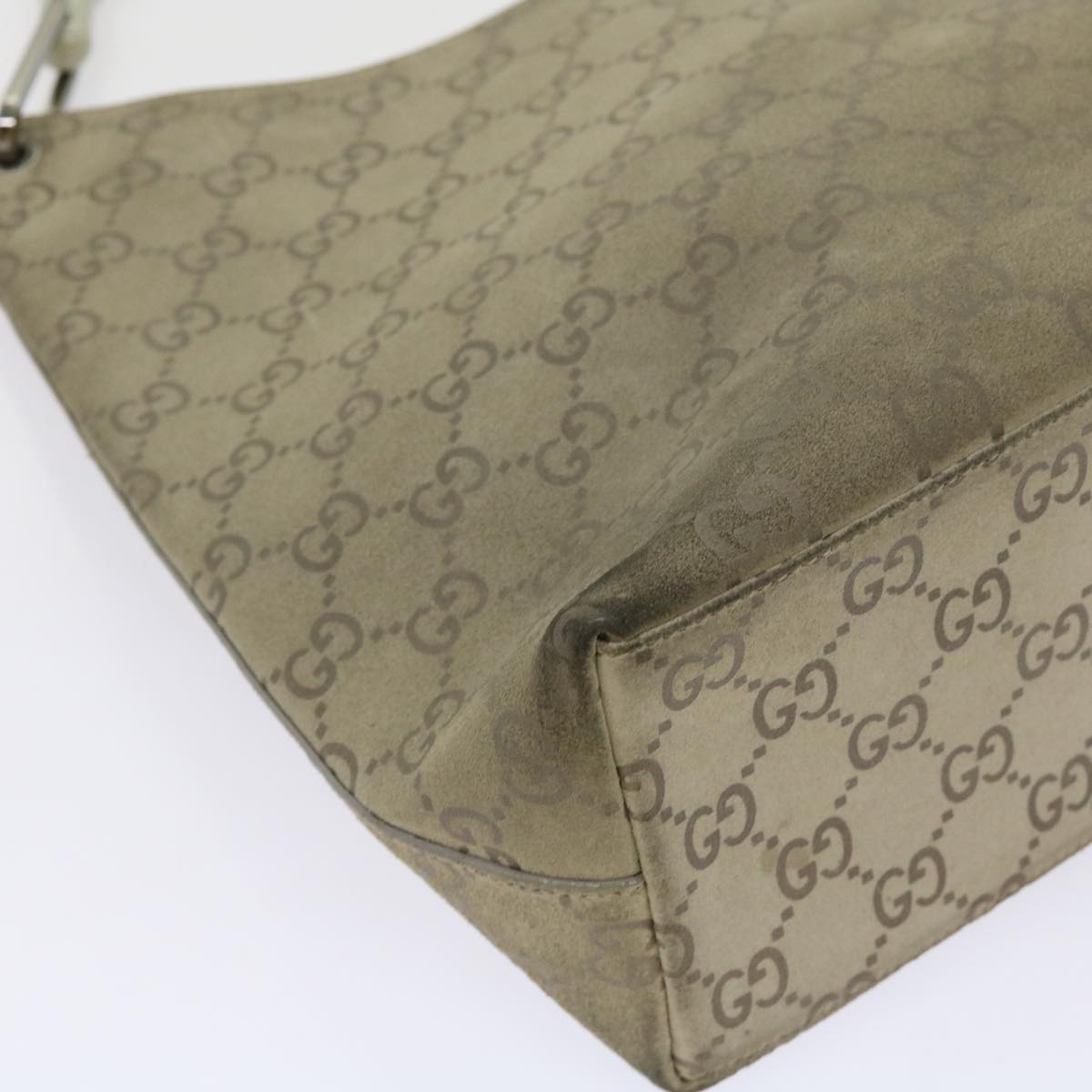 GUCCI GG Canvas Bamboo Shoulder Bag Gray 001 2058 3007 Auth 69361