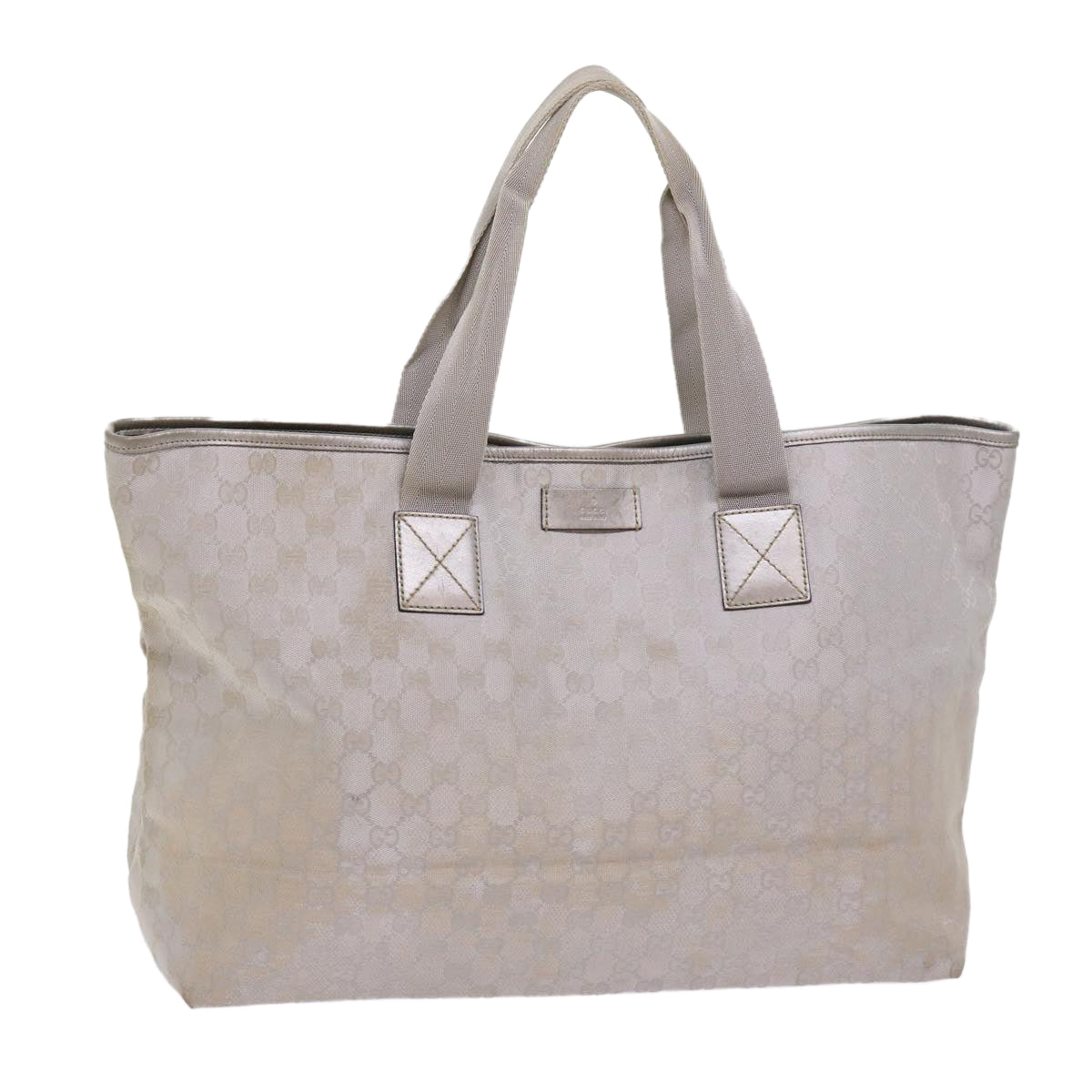 GUCCI GG Canvas Tote Bag Outlet Silver 267474 Auth 69367