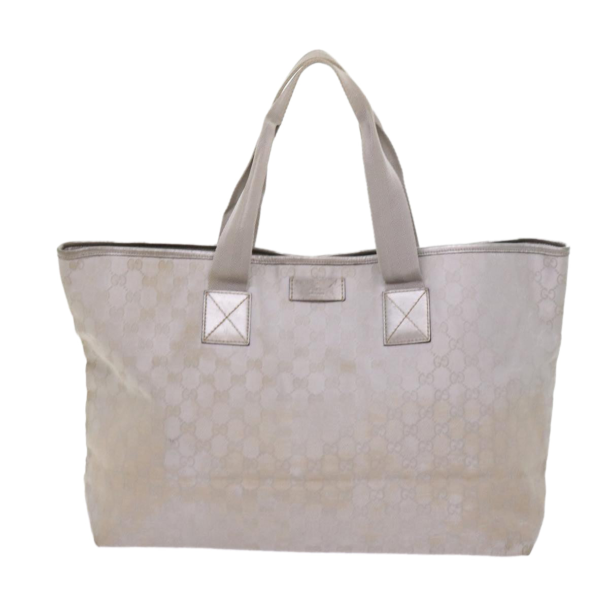 GUCCI GG Canvas Tote Bag Outlet Silver 267474 Auth 69367 - 0