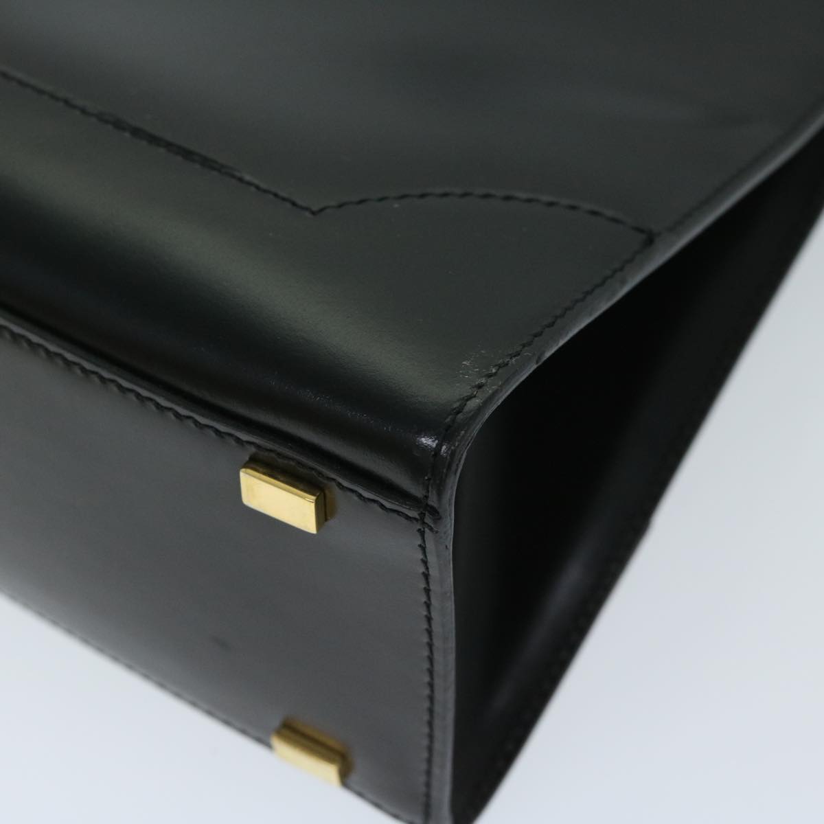 CELINE Hand Bag Leather Black Auth 69373