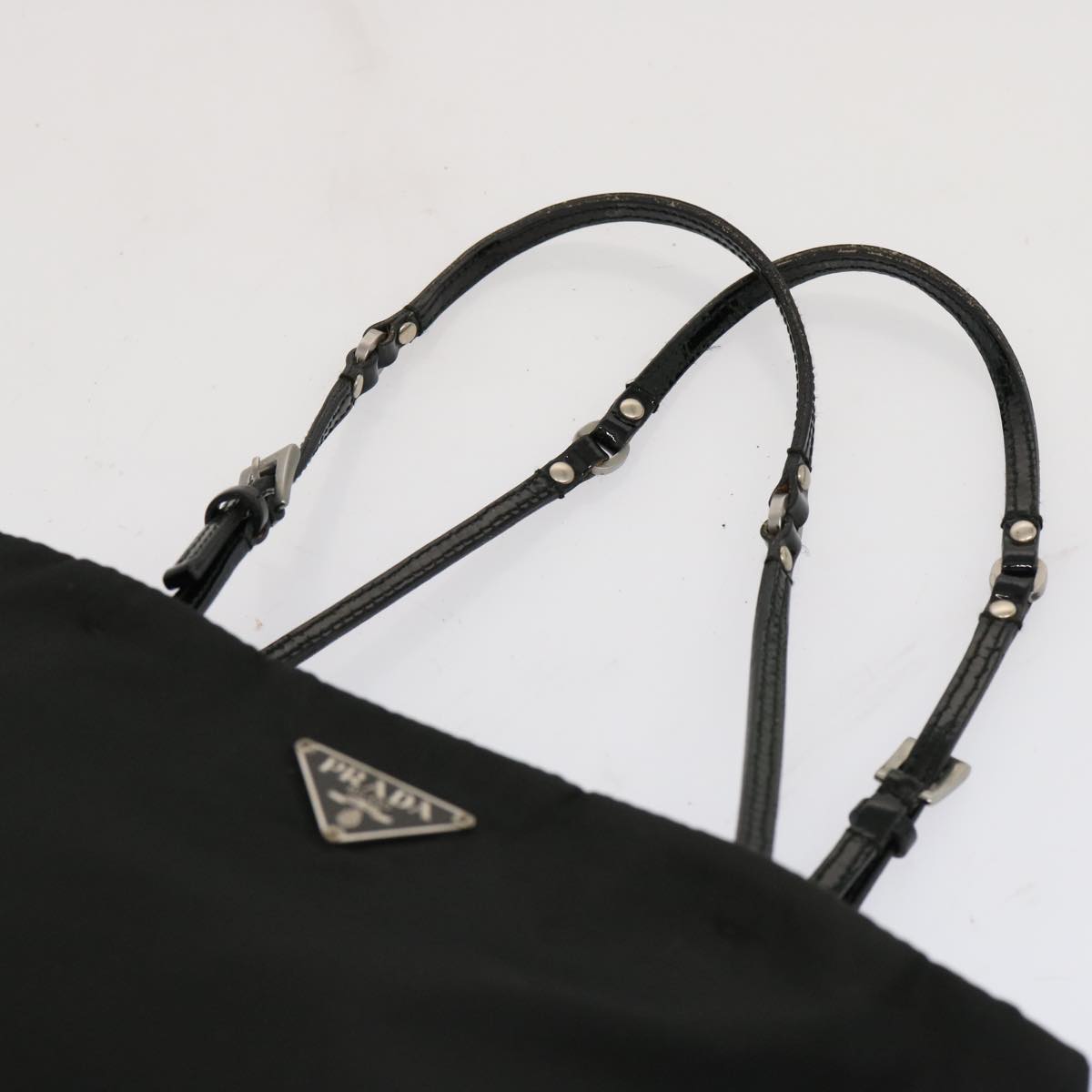 PRADA Hand Bag Nylon Black Auth 69379