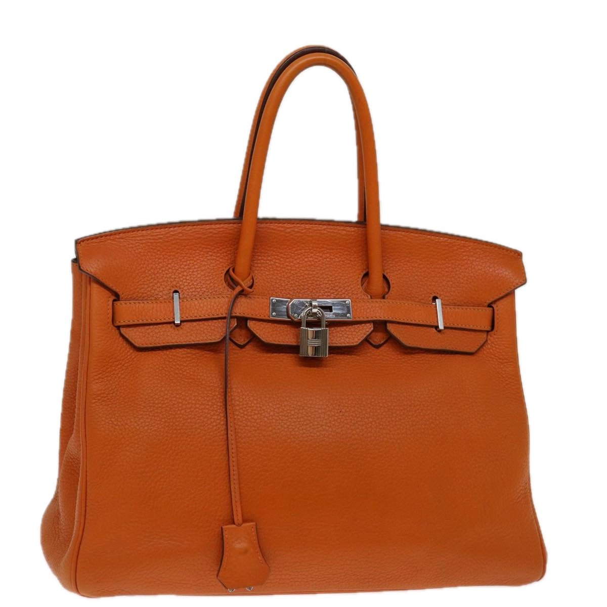 HERMES Birkin 35 Hand Bag Leather Orange Auth 69383S