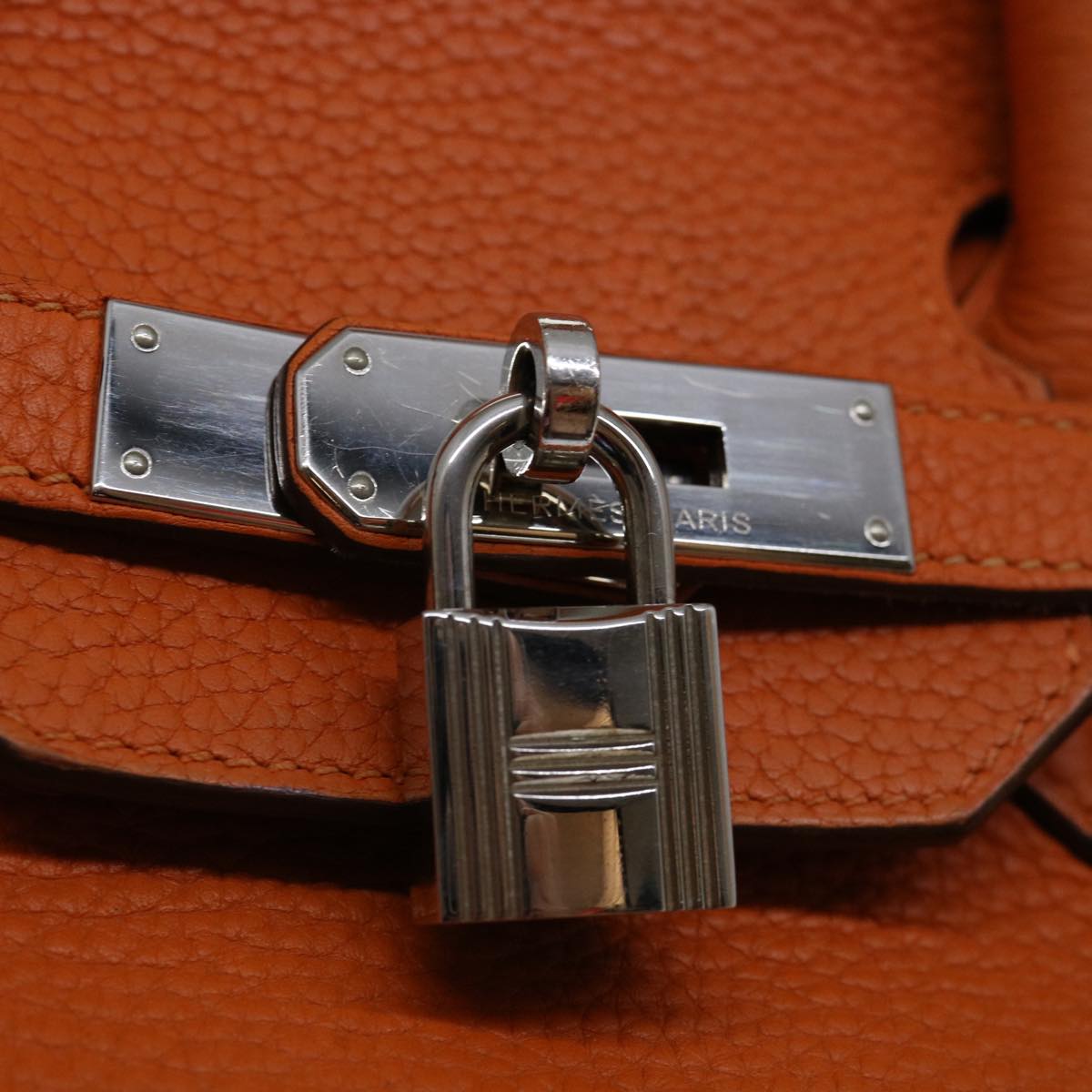 HERMES Birkin 35 Hand Bag Leather Orange Auth 69383S