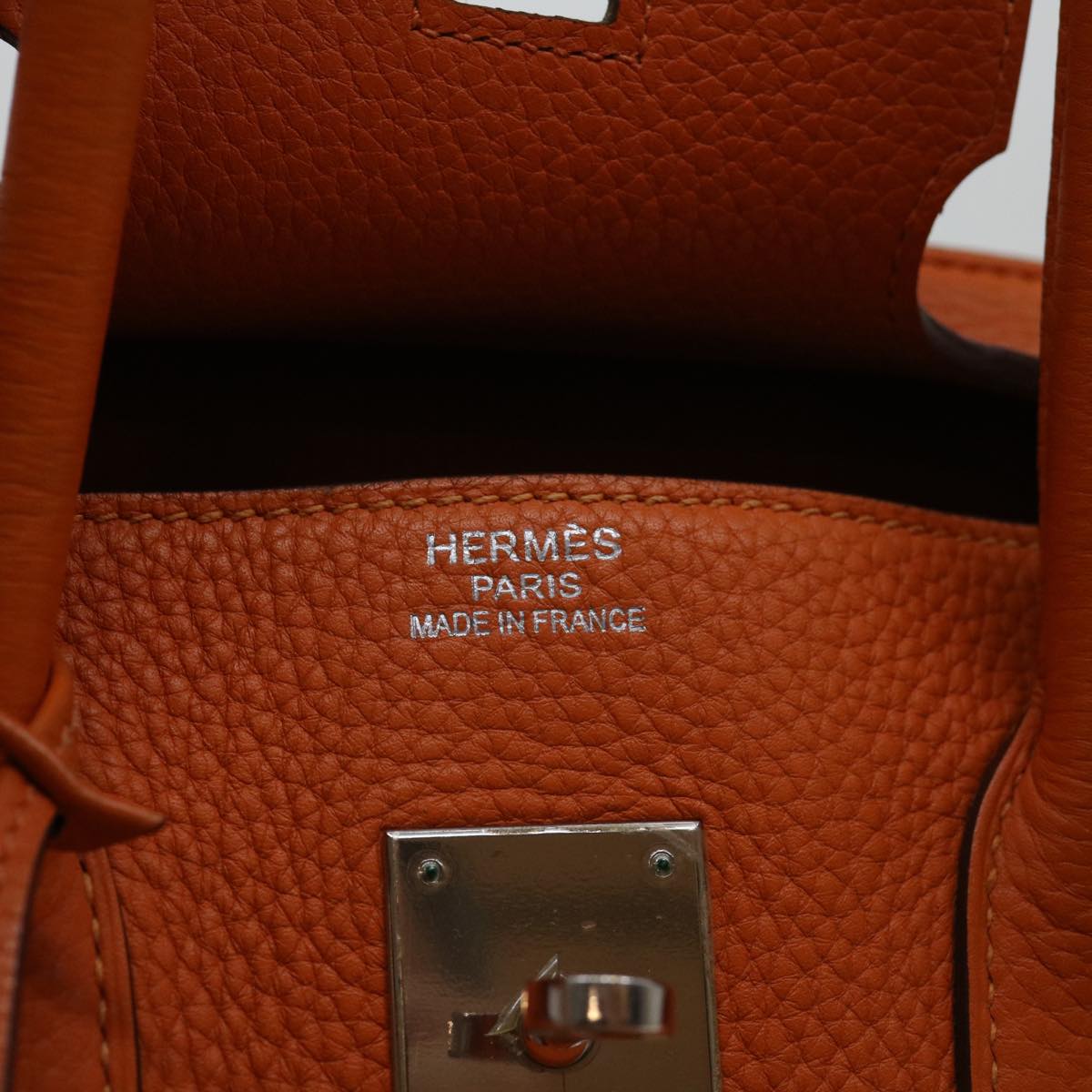 HERMES Birkin 35 Hand Bag Leather Orange Auth 69383S