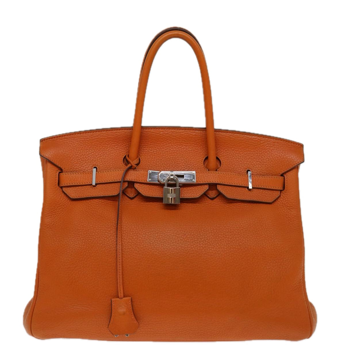 HERMES Birkin 35 Hand Bag Leather Orange Auth 69383S