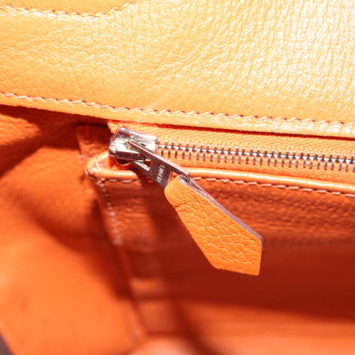 HERMES Birkin 35 Hand Bag Leather Orange Auth 69383S