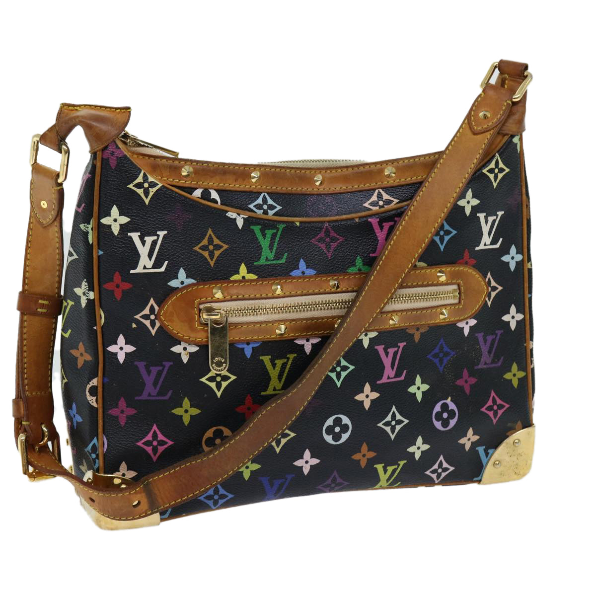 LOUIS VUITTON Monogram Multicolor Boulogne Shoulder Bag Black M92638 Auth 69390