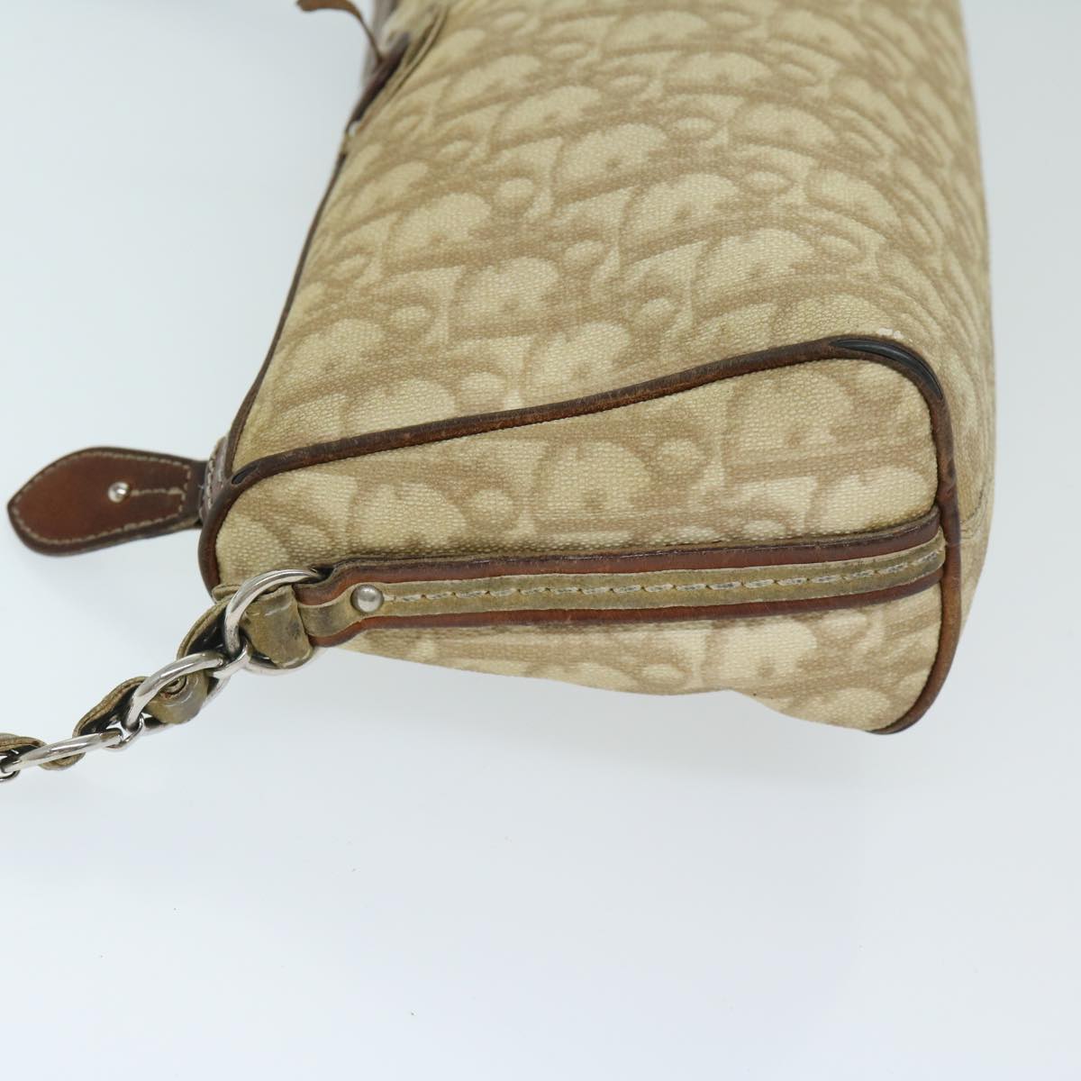 Christian Dior Trotter Romantic Shoulder Bag PVC Beige Auth 69407