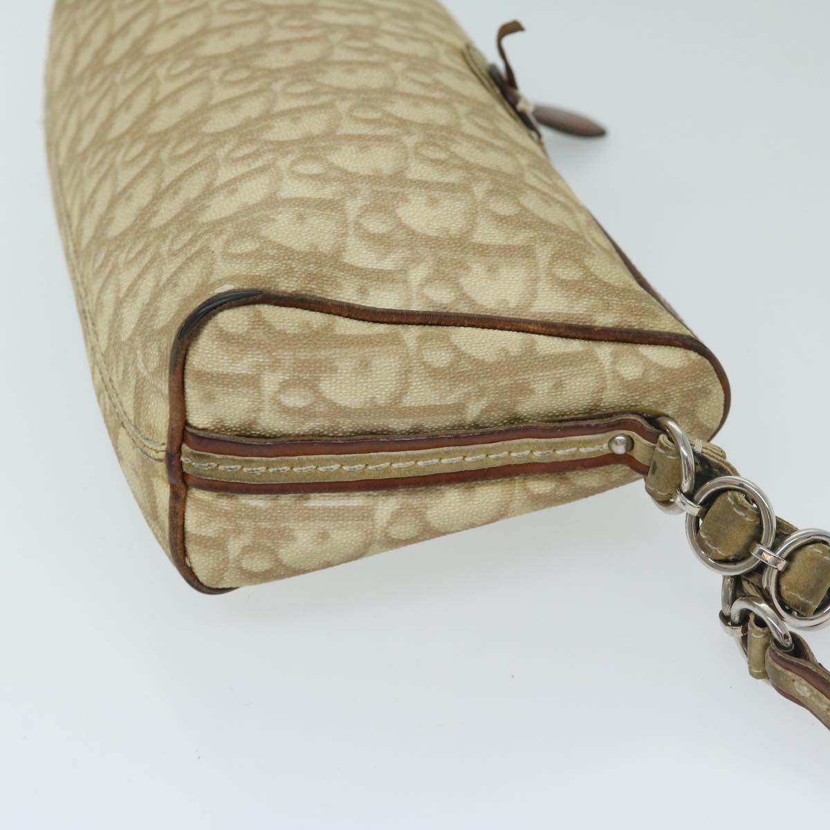 Christian Dior Trotter Romantic Shoulder Bag PVC Beige Auth 69407