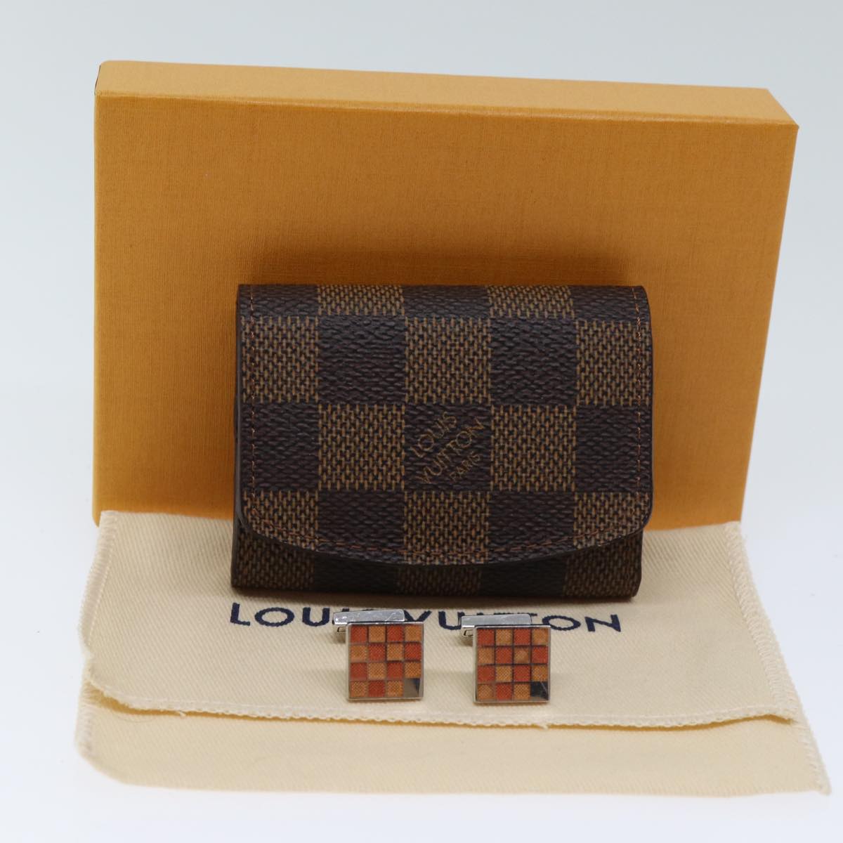 LOUIS VUITTON Damier Ebene Cuff Case Cuffs M30964 LV Auth 69414