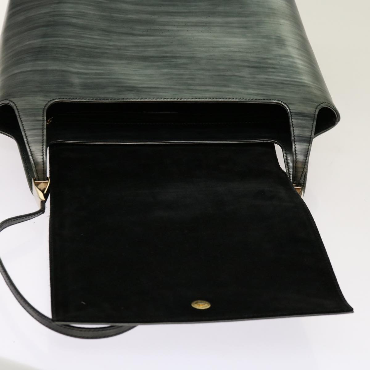 GUCCI Shoulder Bag Patent leather Gray Auth 69419