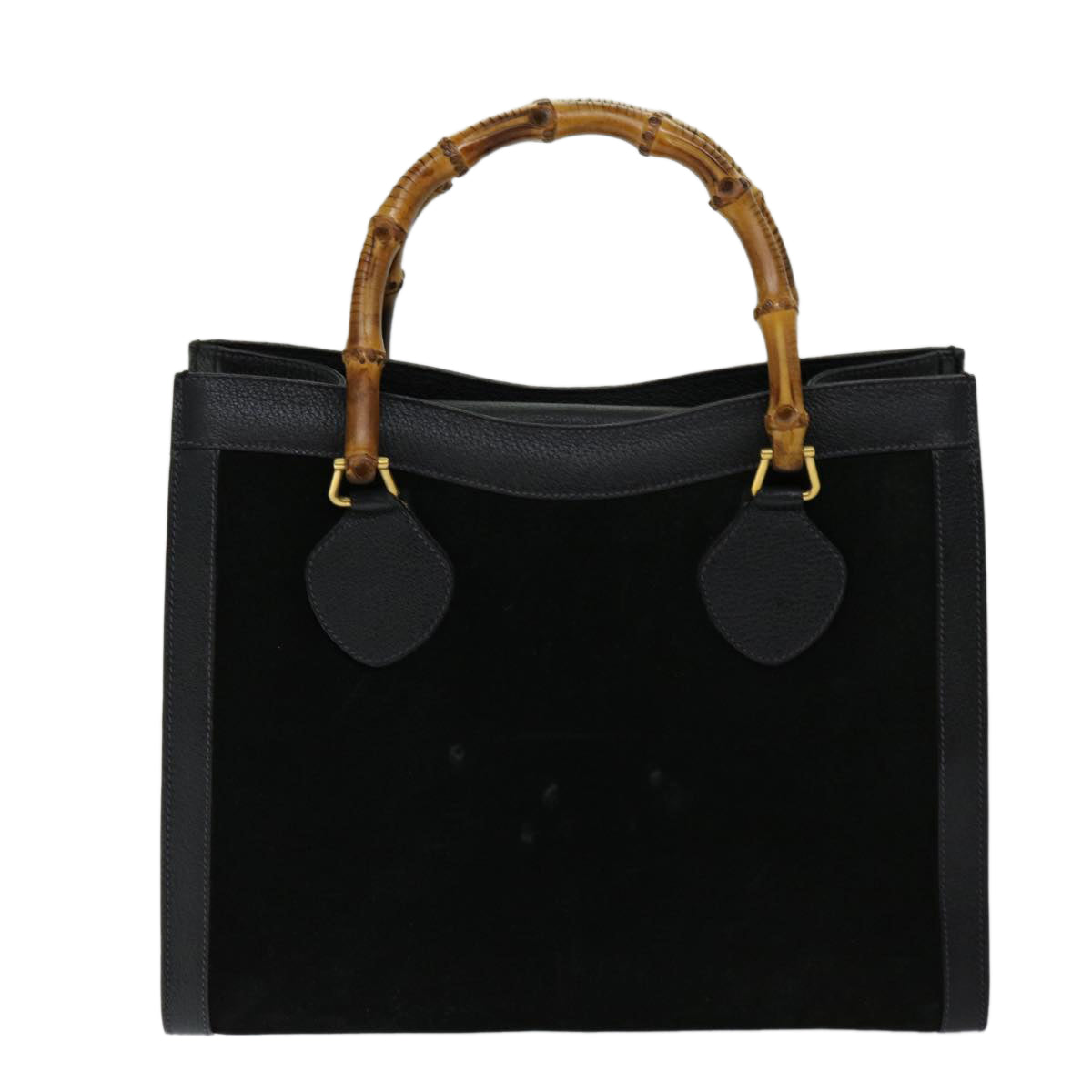 GUCCI Bamboo Tote Bag Suede Black 002 1095 0260 Auth 69422 - 0