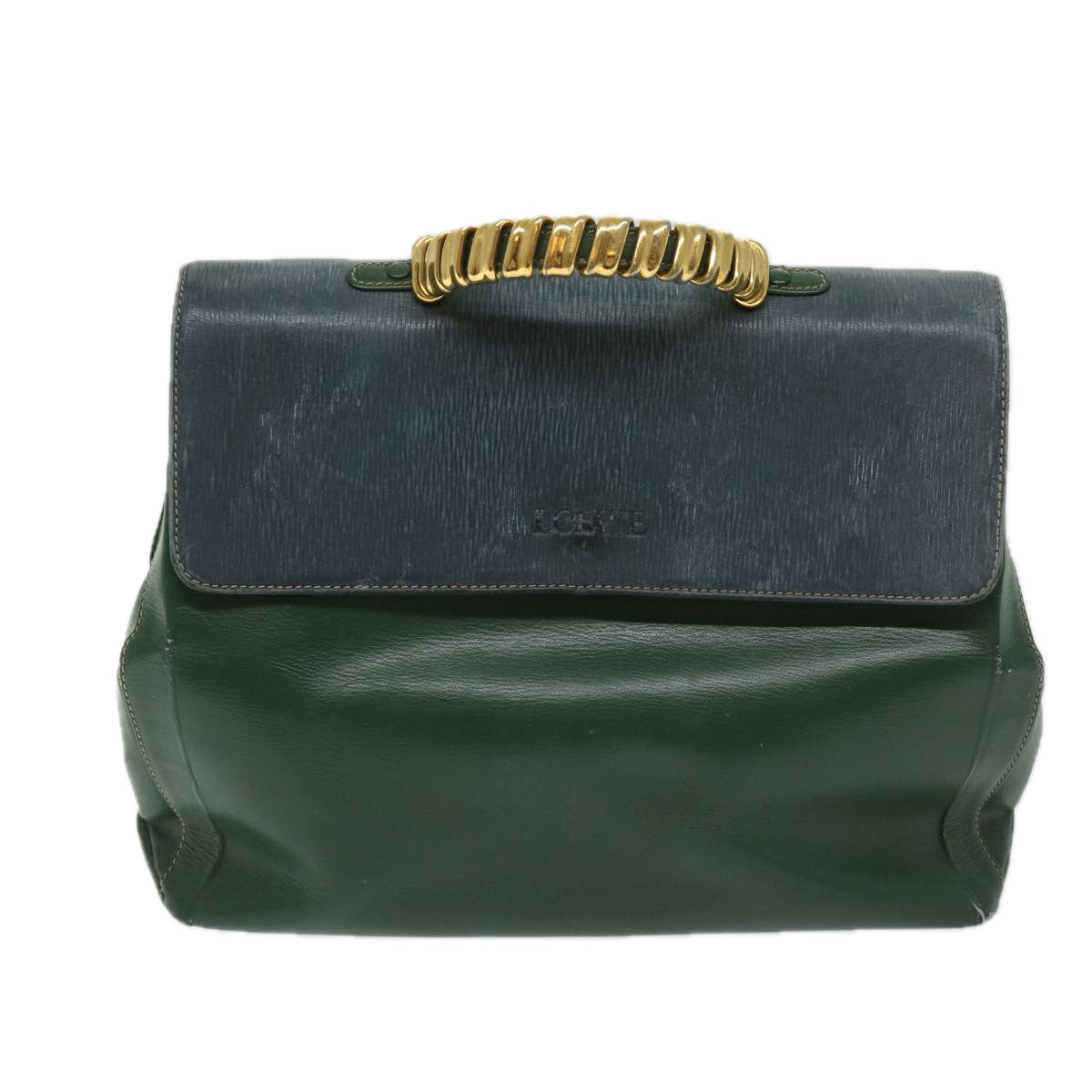 LOEWE Hand Bag Leather Green Auth 69435 - 0