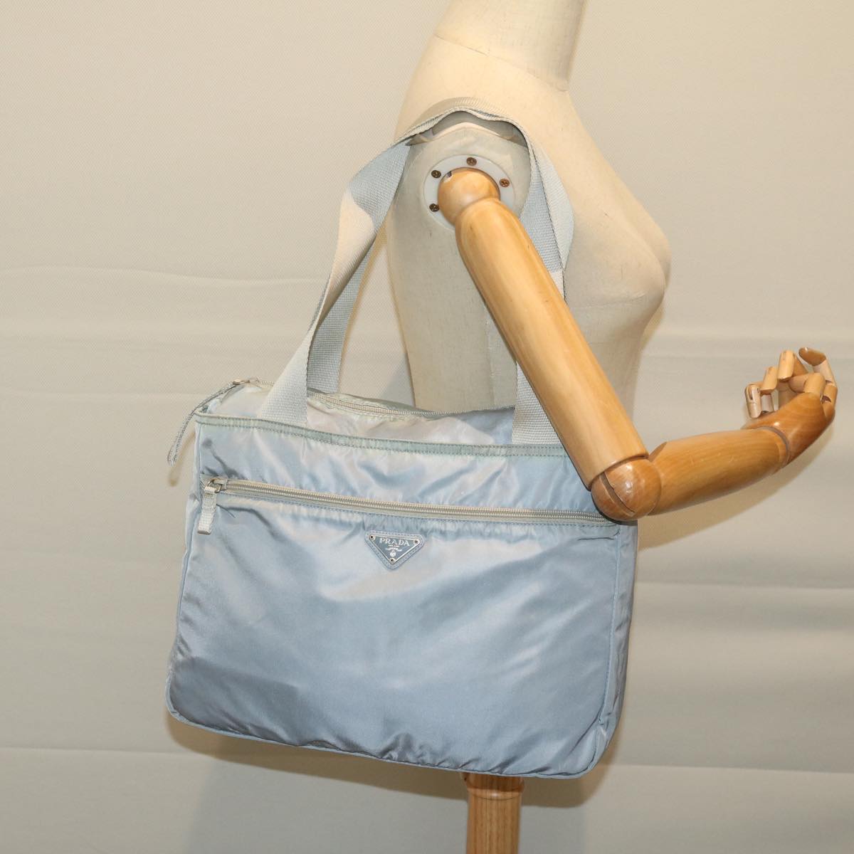 PRADA Tote Bag Nylon Light Blue Auth 69439