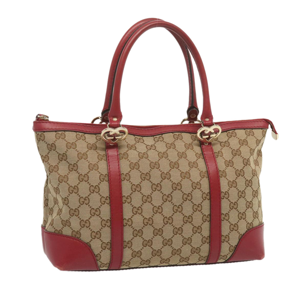GUCCI GG Canvas Tote Bag Beige Red 257069 Auth 69451