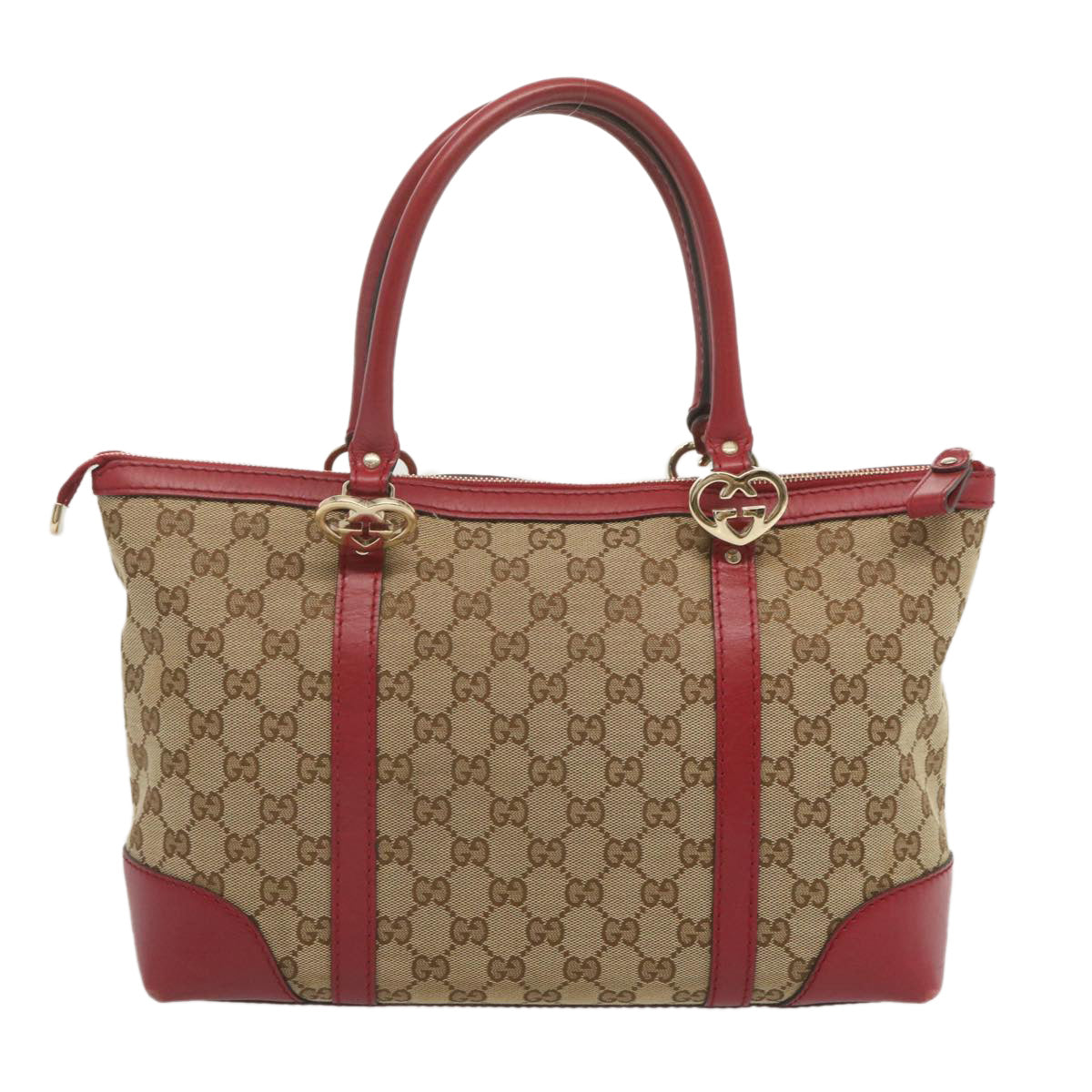 GUCCI GG Canvas Tote Bag Beige Red 257069 Auth 69451 - 0