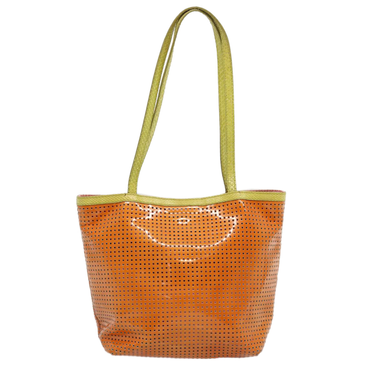 FENDI Hand Bag Enamel Orange Auth 69455