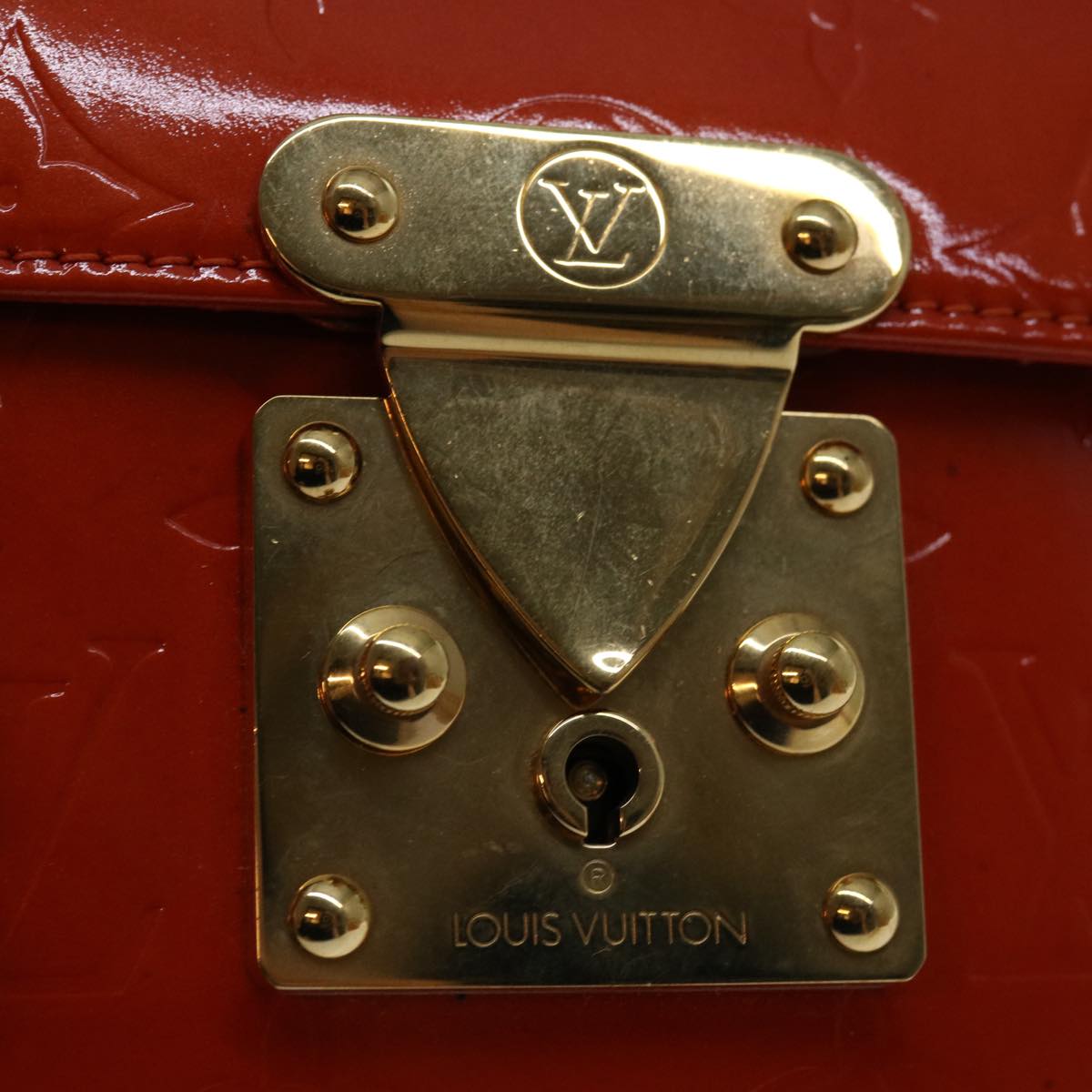 LOUIS VUITTON Monogram Vernis Spring Street Hand Bag Red M91135 LV Auth 69489