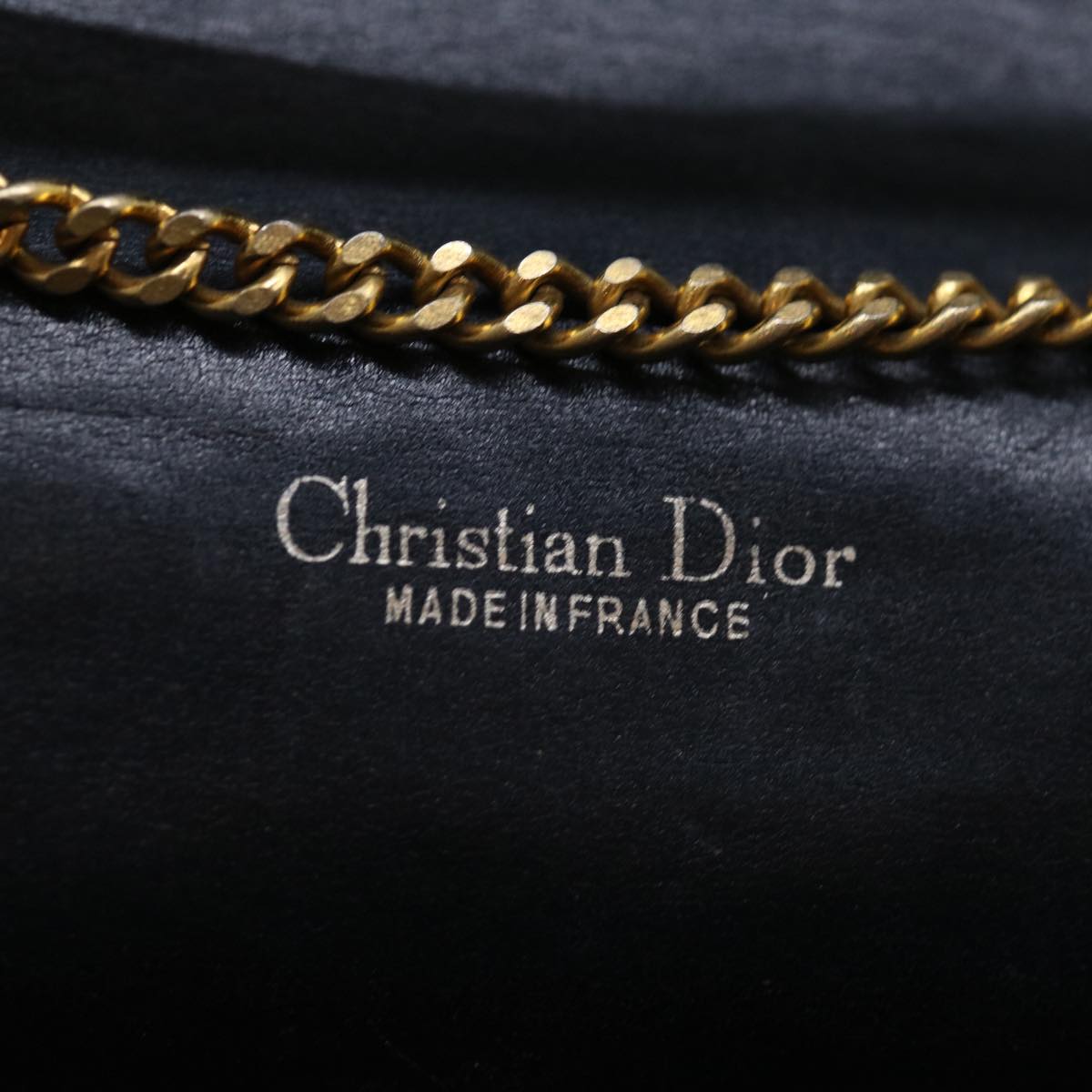 Christian Dior Trotter Canvas Chain Shoulder Bag Navy Auth 69501