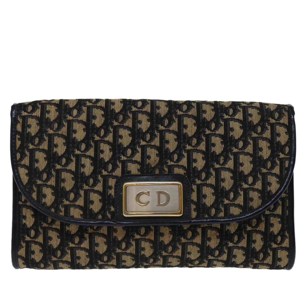 Christian Dior Trotter Canvas Chain Shoulder Bag Navy Auth 69501